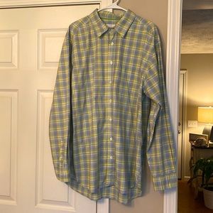 Old Navy Men’s Collared Button Down Size XXL EUC Beautiful Blue,Yellow and Green